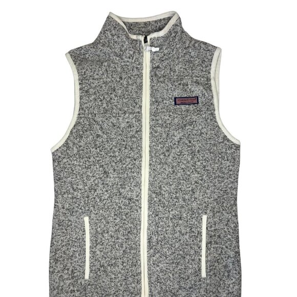 Vineyard Vines Sweater Fleece Zip-Up Vest in Heather Grey Size XS - Picture 5 of 7